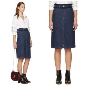 See by Chloe Indigo Blue Denim Fringe Skirt